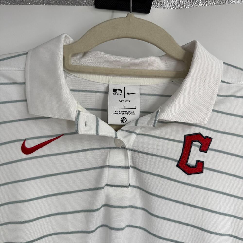 NWT Nike X Cleveland Guardian Polo Shirt Womens L White Gray Short Sleeve MLB - Picture 3 of 7
